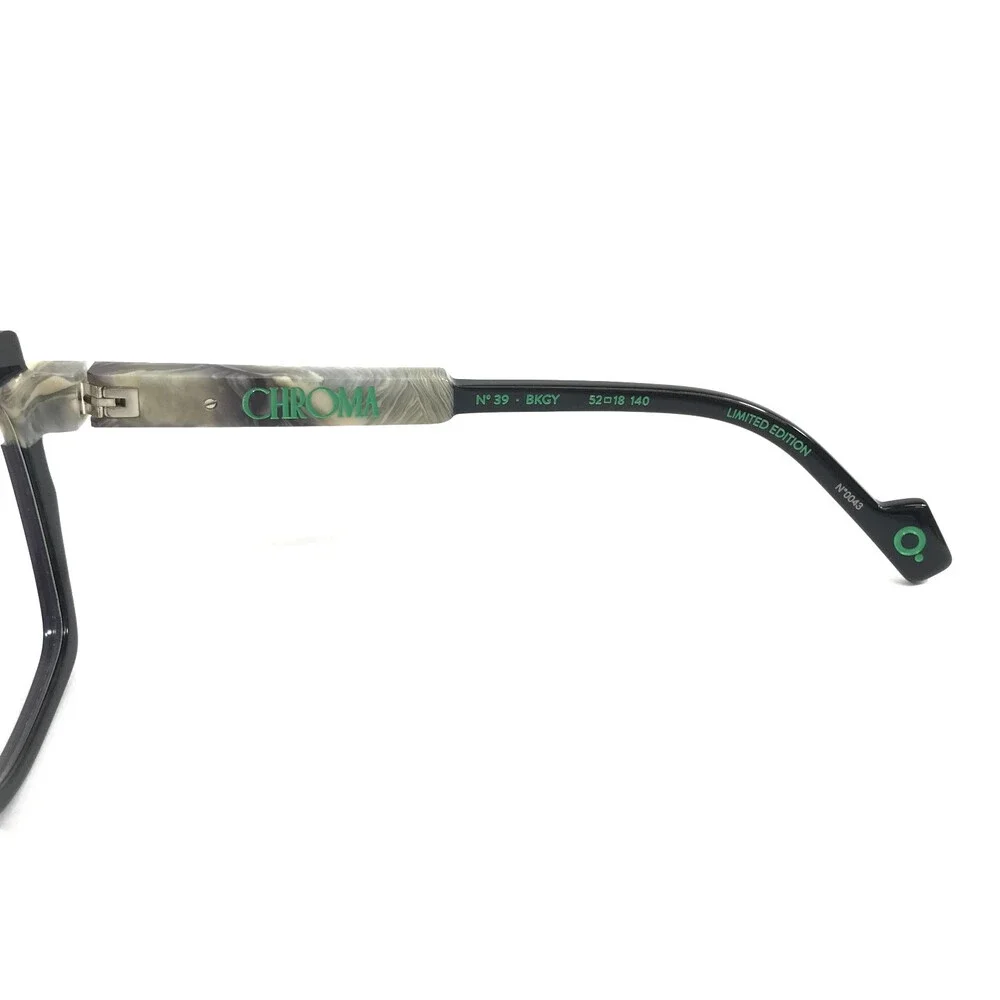 Etnia Barcelona Eyeglasses Frames CHROMA N39 BKGY Black Gray Full Rim 52-18-140